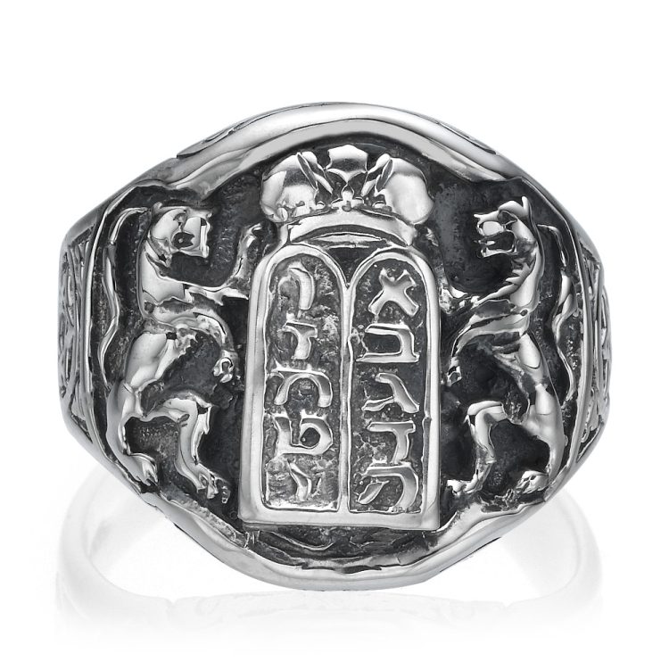 Ten Commandments Lion of Judah Silver Men's Ring 2 - Baltinester Jewelry