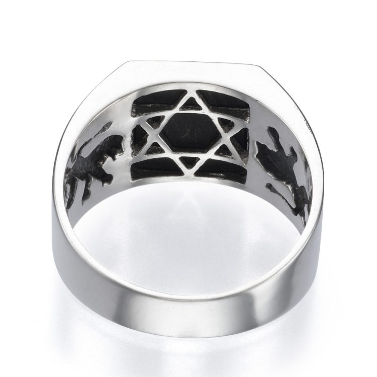 Silver & Onyx Star of David Ring with Hidden Lions of Judah 2 - Baltinester Jewelry