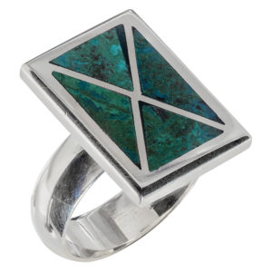 Modern Rectangle Eilat Stone Silver Ring - Baltinester Jewelry