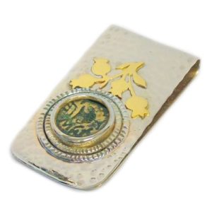 Silver and Gold Masada Coin Hammered Money Clip - Baltinester Jewelry