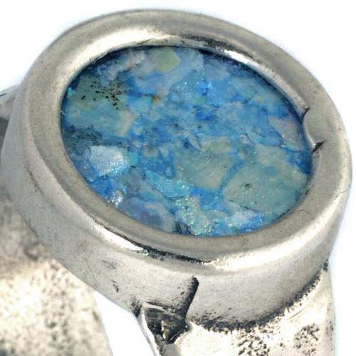 Silver Hammered & Smooth Roman Glass Ring 3 - Baltinester Jewelry