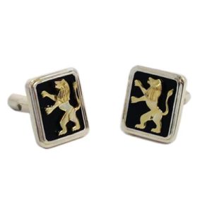 14k Gold Lion of Judah Silver and Onyx Cufflinks - Baltinester Jewelry