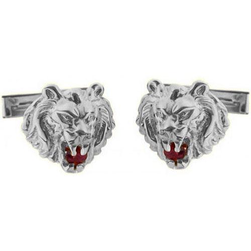Sterling Silver Ruby Lion of Judah Cufflinks - Baltinester Jewelry