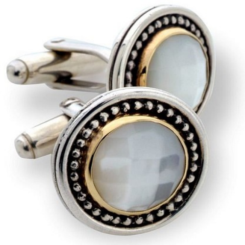Silver & Gold Mother of Pearl Cufflinks - Baltinester Jewelry