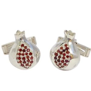 Sterling Silver and Garnets Pomegranate Cufflinks - Baltinester Jewelry
