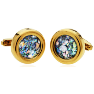 14k Gold Roman Glass Round Cufflinks - Baltinester Jewelry
