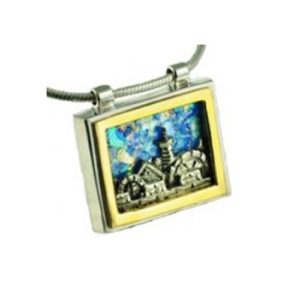 Sterling Silver Gold Roman Glass Jerusalem Pendant - Baltinester Jewelry