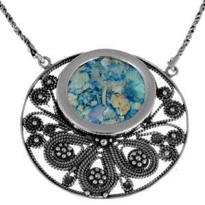 Roman Glass Filigree Silver Necklace - Baltinester Jewelry