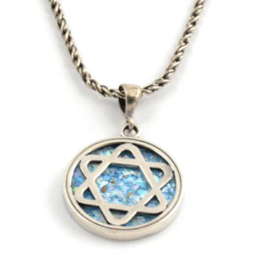 Silver Star of David Roman Glass Necklace - Baltinester Jewelry