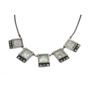 Sterling Silver Roman Glass squares/rhombus necklace - Baltinester Jewelry