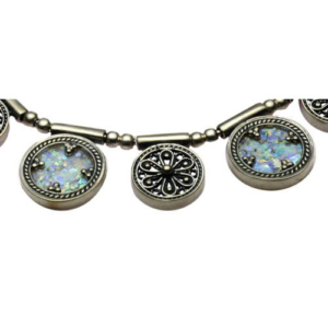 Sterling Silver Yemenite Roman Glass Circles Necklace - Baltinester Jewelry