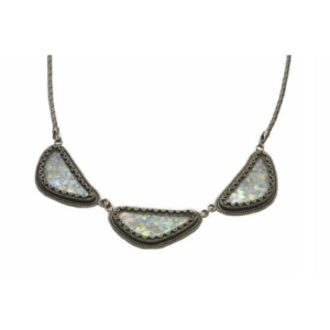 Sterling Silver Yemenite Triangle Roman Glass Necklace - Baltinester Jewelry