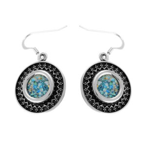Oxidized Silver Yemenite Roman Glass Earrings - Baltinester Jewelry