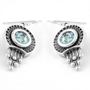 Silver Bead Roman Glass Earrings - Baltinester Jewelry