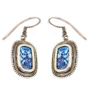 Silver Roman Glass Rounded Beaded Earrings - Baltinester Jewelry