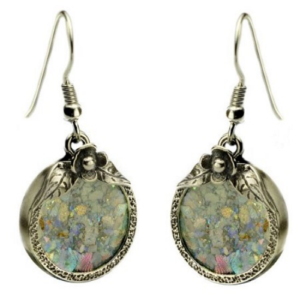 Silver Flower Roman Glass Earrings - Baltinester Jewelry