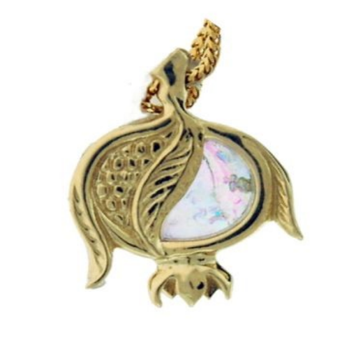 14k Gold Roman Glass Pomegranate Pendant - Baltinester Jewelry