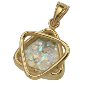 14K Gold Roman Glass Star of David Pendant - Baltinester Jewelry