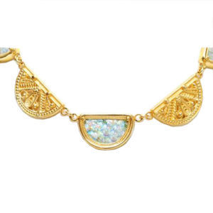 14k Gold Roman Glass Necklace - Baltinester Jewelry