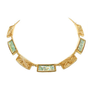 14k Gold Roman Glass Filigree Necklace - Baltinester Jewelry