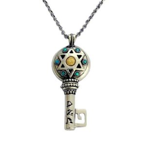 Kabbalah NecklaceSilver and Gold Key Opal Kabbalah Necklace - Baltinester Jewelry