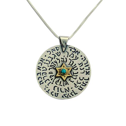 Silver and Gold Health and Prosperity Opal Kabbalah Necklace - Baltinester Jewelry