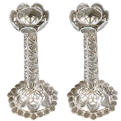 Silver Filigree Flower Candle Holders - Baltinester Jewelry