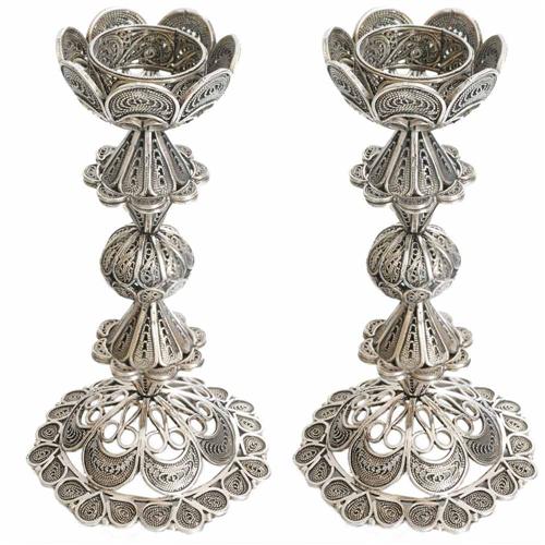 Sterling Silver Flower Filigree Candle Holders - Baltinester Jewelry