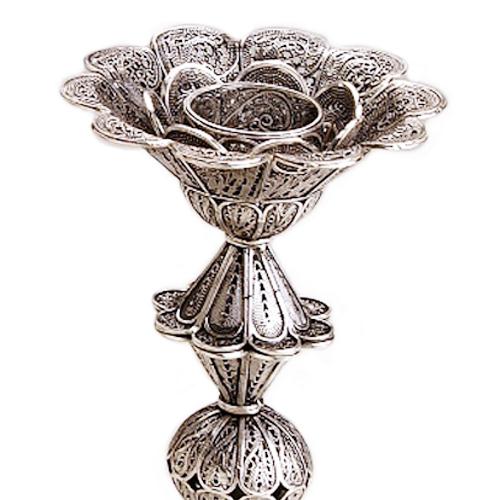 Sterling Silver Tall Flower Filigree Candlesticks 2 - Baltinester Jewelry