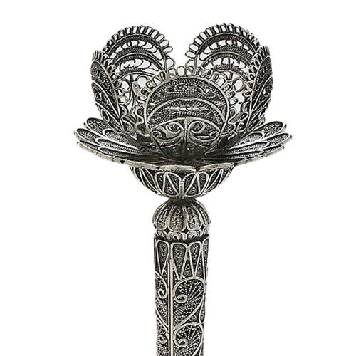 Sterling Silver Large Filigree Flower Candle Holders 2 - Baltinester Jewelry