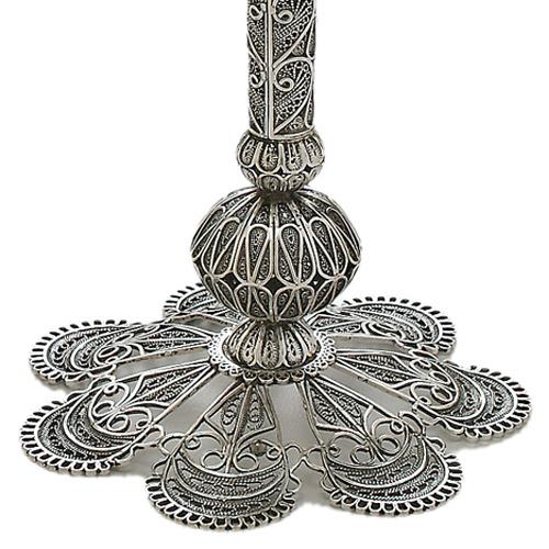 Sterling Silver Large Filigree Flower Candle Holders 3 - Baltinester Jewelry