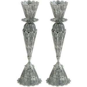 Large Filigree Lace Silver Candle Holders - Baltinester Jewelry