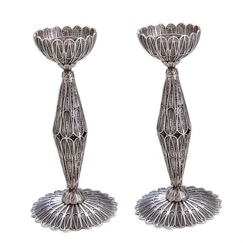 Sterling Silver Teardrop Filigree Candle Sticks - Baltinester Jewelry