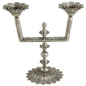 Sterling Silver Filigree Square Candelabra - Baltinester Jewelry
