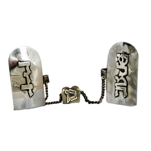 Silver Name Ten Commandments Talit Clip - Baltinester Jewelry