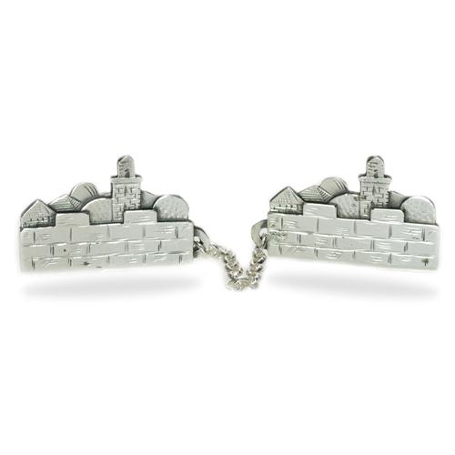 Silver Jerusalem Skyline Tallit Clip - Baltinester Jewelry