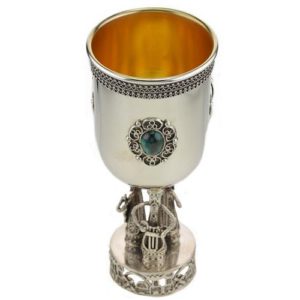 Silver Music Band Eilat Stone Kiddush Cup - Baltinester Jewelry