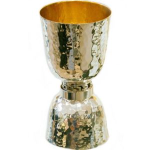 Silver Hammered Wide Shot Glass and Kiddush Cup - Baltinester Jewelry