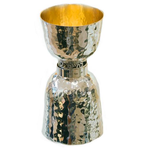 Silver Hammered Wide Shot Glass and Kiddush Cup 3 - Baltinester Jewelry