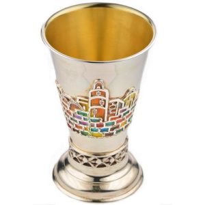 Silver Jerusalem Multicolored Enamel Kiddush Cup - Baltinester Jewelry