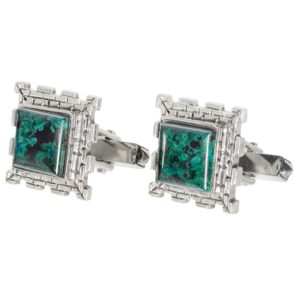 Fortified Wall Eilat Stone Square Silver Cufflinks - Baltinester Jewelry