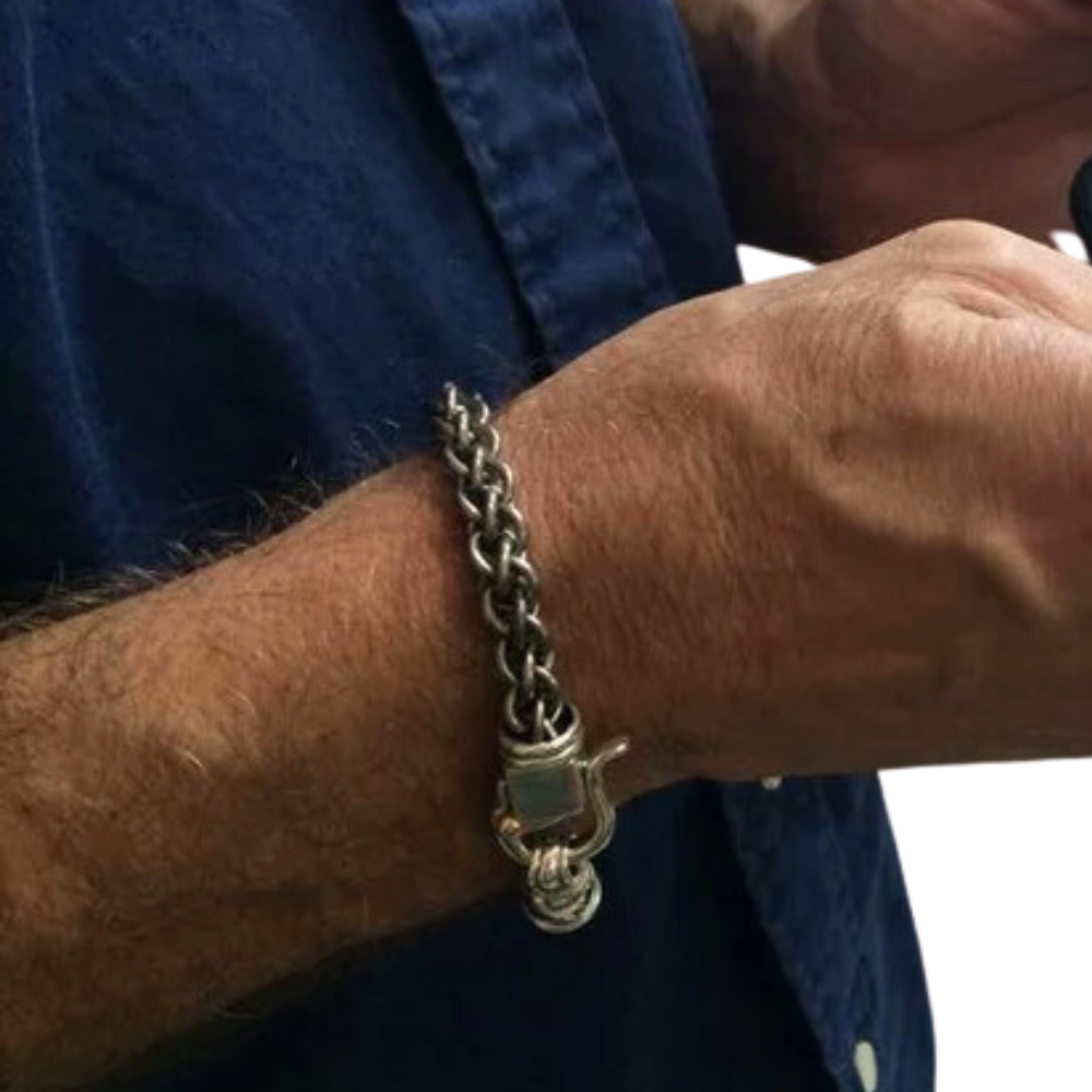 Titanium and Silver Link Chain Bracelet