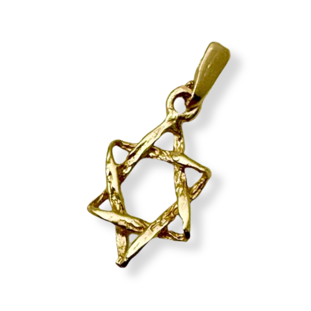 Star of David Pendant in 14k Gold Braided Style
