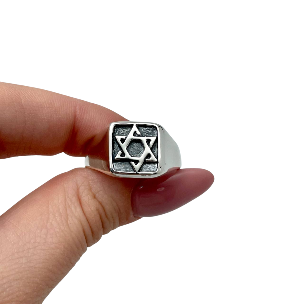 Sterling Silver Star of David Oxidized Ring