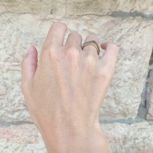 Kabbalah Wedding Ring in 14k Brushed Gold, Square