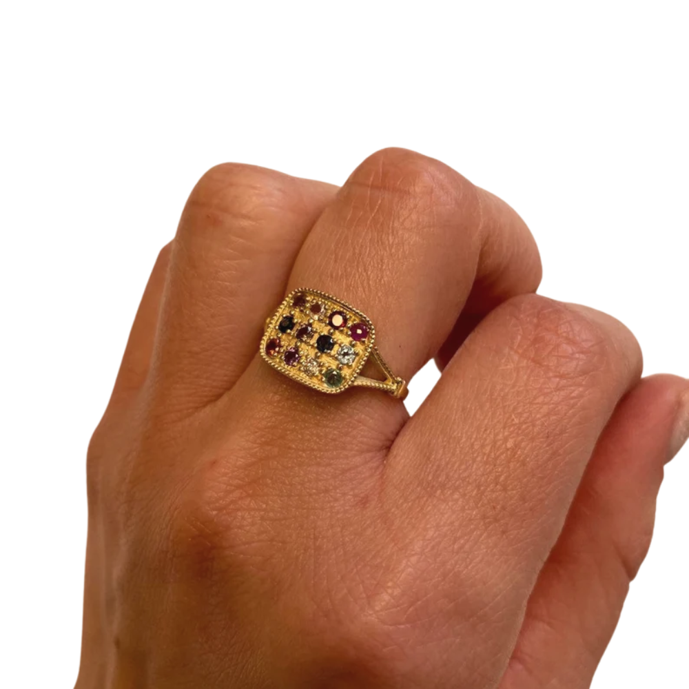 14k Gold Slender Hoshen Signet Ring