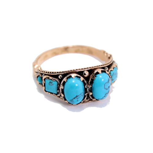 Antique Rose Gold Turquoise Ring 2 - Baltinester Jewelry