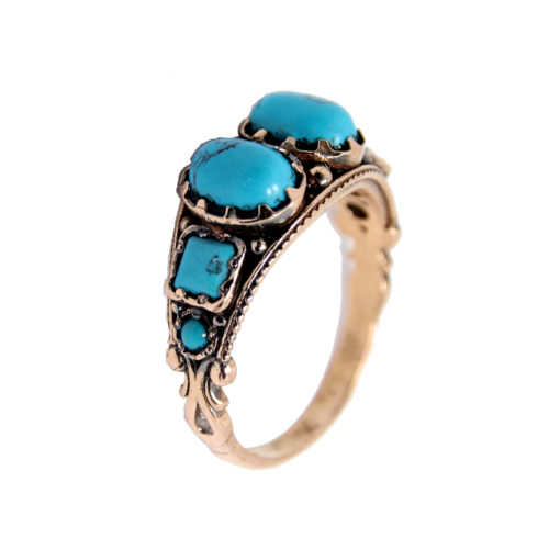 Antique Rose Gold Turquoise Ring - Baltinester Jewelry
