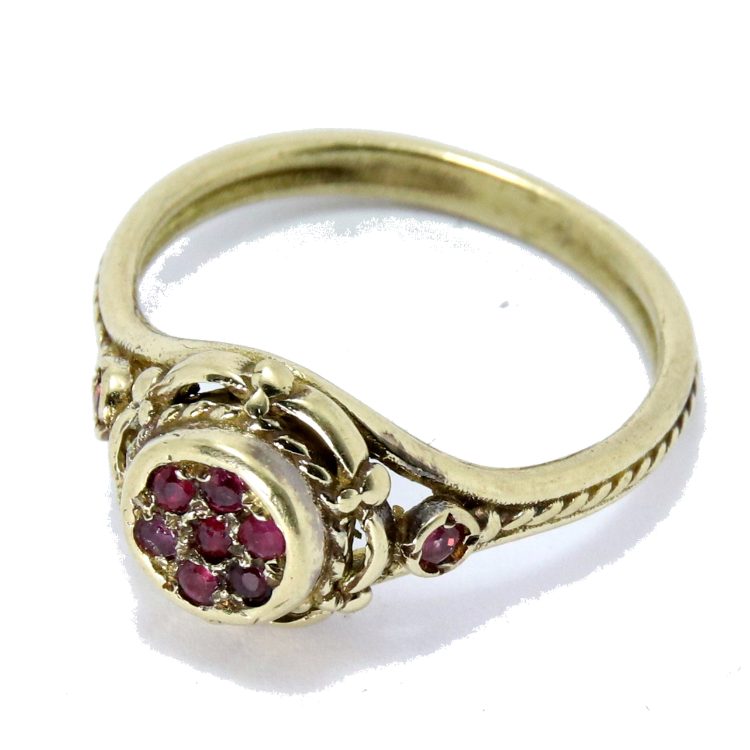 14k Gold Ruby Cluster Ring 2 - Baltinester Jewelry