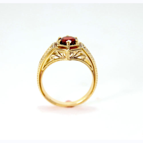 14k Yellow Gold Garnet Ring 2 - Baltinester Jewelry